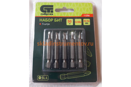 Набор бит (5 шт; SL4x50 мм; CrMo) СИБРТЕХ 11256