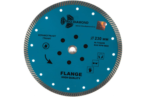 Диск алмазный отрезной Турбо с фланцем Grand hot press (230 мм; М14) TRIO-DIAMOND FHQ456