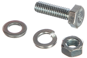 Болт с шестигранной головкой в комплекте с гайкой, шайбой, шайбой пружинной, ЗУБР, МАСТЕР, 303436-06-020