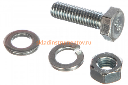 Болт с шестигранной головкой в комплекте с гайкой, шайбой, шайбой пружинной, ЗУБР, МАСТЕР, 303436-06-020