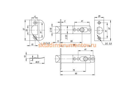 Ручка защелка AJAX 6010 PB-P без фик. золото 39517
