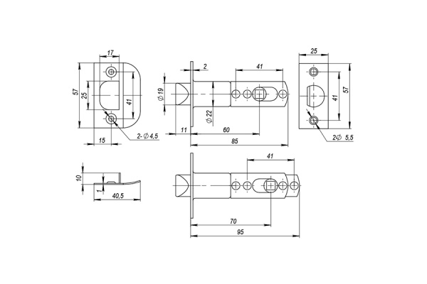 Ручка защелка AJAX 6082 CP-E кл./фик. хром 39527