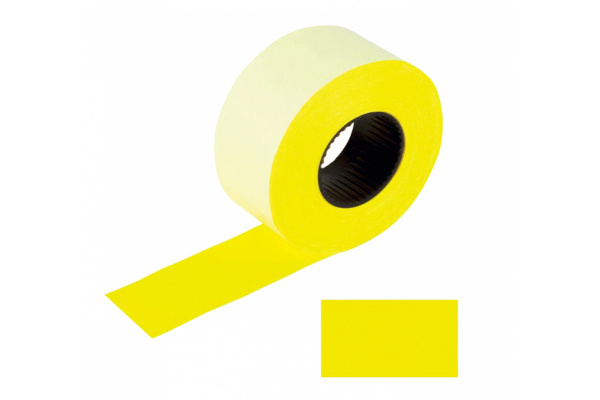 Этикет-лента BRAUBERG желтая, комплект 5 рулонов по 800 шт, 26х16 мм 128458