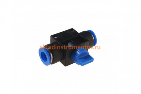 Фитинг для пластиковых трубок с краном (10x10 мм) ROCKFORCE RF-SHVFF10-10
