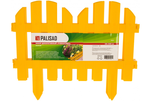 Декоративный забор "Романтика", 28x300 см, желтый PALISAD Россия 65023