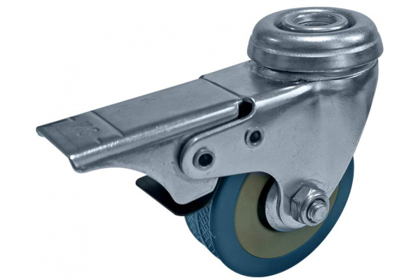 Колесо серая резина под болт отверстие 12 мм с тормозом SCHGB42 100 мм MFK-TORG 3057100