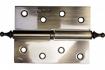 Дверная разъемная петля Зубр Эксперт 1 подшипник цвет старая латунь AB левая с крепежом 100x75x2.5 мм 2 шт. 37605-100-5L