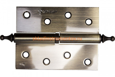 Дверная разъемная петля Зубр Эксперт 1 подшипник цвет старая латунь AB левая с крепежом 100x75x2.5 мм 2 шт. 37605-100-5L