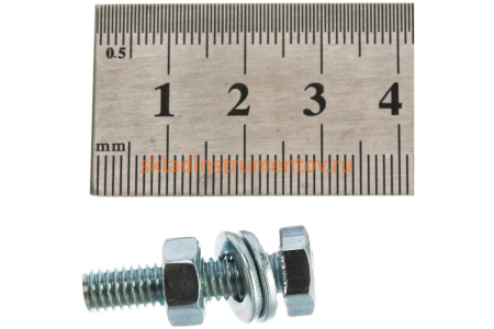 Болт с шестигранной головкой в комплекте с гайкой, шайбой, шайбой пружинной, ЗУБР, МАСТЕР, 303436-06-025