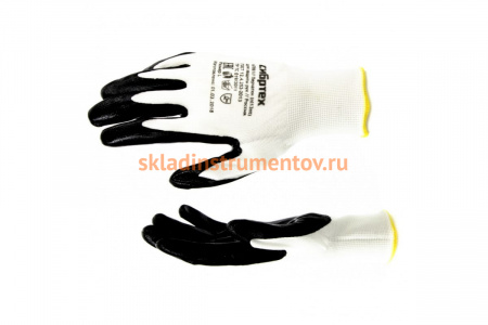Маслобензостойкие полиэфирные перчатки с черным нитрильным покрытием СИБРТЕХ р.L 67861