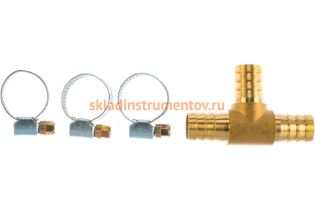 Разветвитель T-образный елочка 16 мм с хомутами ROCKFORCE RF-E102-6/5