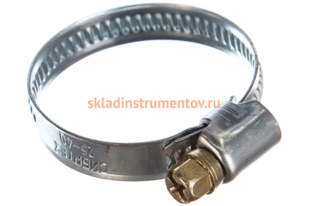 Металлические хомуты СИБРТЕХ, стандартное болтовое крепление, 25-40мм, 2шт, ширина 9мм, 47659