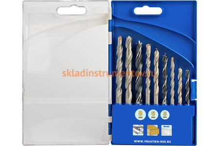Набор сверл комбинированный Профи по металлу/бетону/дереву (9 шт) ПРАКТИКА 640-384