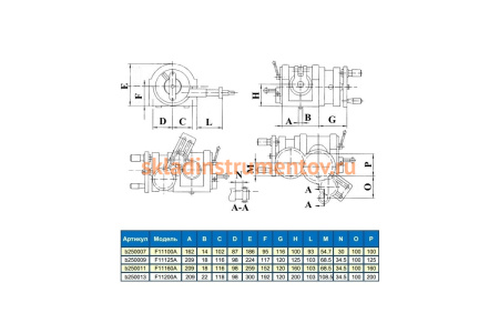 Головка делительная универсальная УДГ-Д-200 F11 100A c принадлежностями GRIFF b250007
