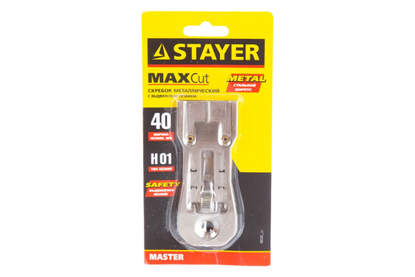 Металлический скребок с выдвижным лезвием 40мм STAYER MASTER 08535_z01