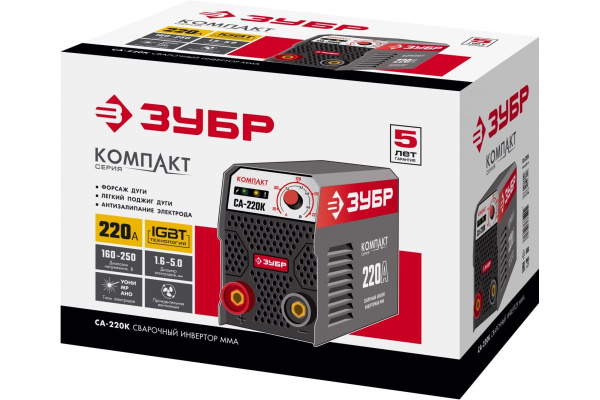 Инверторный сварочный аппарат Зубр 220 А, СА-220К Инверторный сварочный аппарат Зубр 220 А, СА-220К