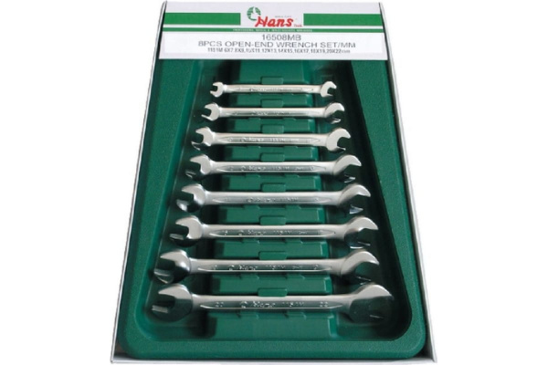 Комплект рожковых ключей 6-22мм, 8шт Hans 16508M