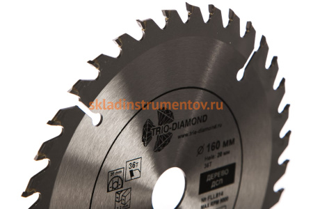 Диск пильный по дереву (160х20 мм; 36Т) TRIO-DIAMOND FLL814