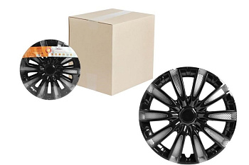 Колесные колпаки Airline 15" Торнадо Т, серебристый/черный, карбон, 2 шт. AWCC-15-10