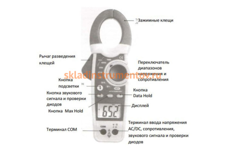 Токовые клещи с датчиком температуры СЕМ DT-3343 480397