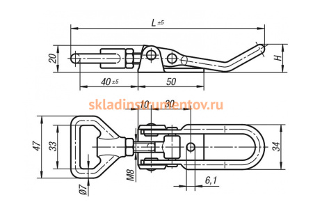 Накидная защелка со скобой KIPP K0051.1611451.9143381