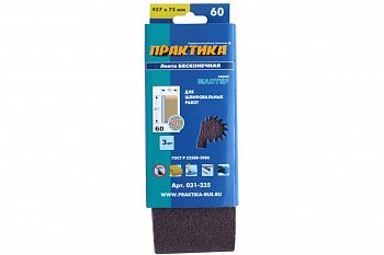 Лента шлифовальная (3 шт; 75х457 мм; P60) ПРАКТИКА 031-235