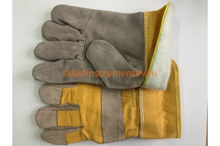 Спилковые комбинированные перчатки СИБРТЕХ, усиленные, утолщенные, размер XL 67903