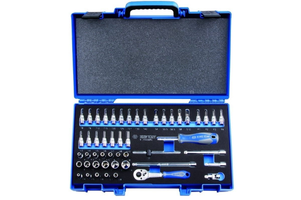 Набор торцевых головок с принадлежностями (1/4", шестигранные, 4-14 мм, 50 предметов) KING TONY 2550MRV