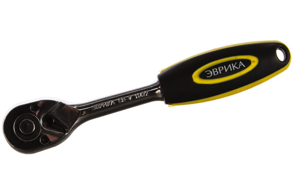 Трещотка с прямой резиновой ручкой ЭВРИКА 1/4 72-зубцовая ER-11472