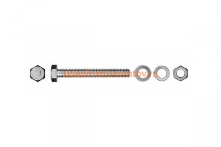 Болт с шестигранной головкой в комплекте с гайкой, шайбой, шайбой пружинной, ЗУБР, МАСТЕР, 303436-06-030