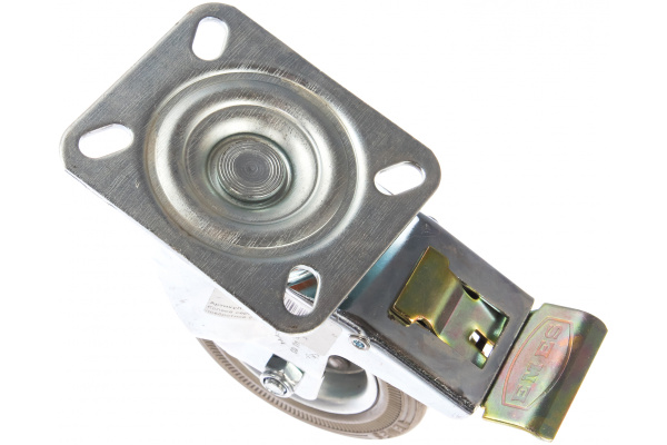 Колесо серое промышленное поворотное с тормозом 100 мм MFK-TORG EM01-SPRg-100-F