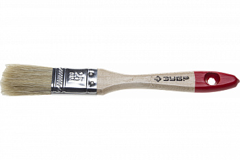 Плоская кисть Зубр Универсал Стандарт натуральная щетина деревянная ручка 25 мм 4-01001-025