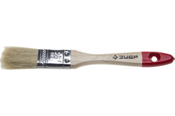 Плоская кисть Зубр Универсал Стандарт натуральная щетина деревянная ручка 25 мм 4-01001-025