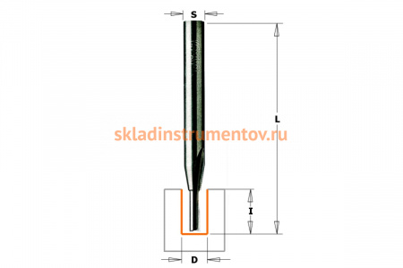 Фреза пазовая монолитная (4x12x60 мм; S 6 мм) по дереву CMT 712.040.11