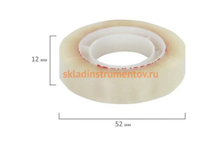 Клейкие ленты BRAUBERG 12 мм х 33 м, канцелярские, комплект 12 шт., прозр., гарант. длина 223123