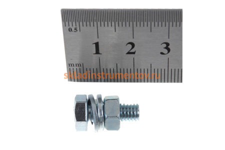 Болт с шестигранной головкой в комплекте с гайкой, шайбой, шайбой пружинной, ЗУБР, МАСТЕР, 303436-06-016