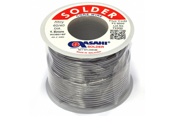 Припой (1.6 мм, 0.25 кг, Sn60/Pb40, FС5000 флюс RMA) ASAHI 00-00000312