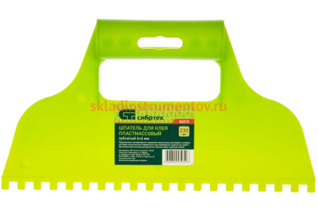 Пластмассовый шпатель для клея СИБРТЕХ зубчатый 6х6 мм 86015