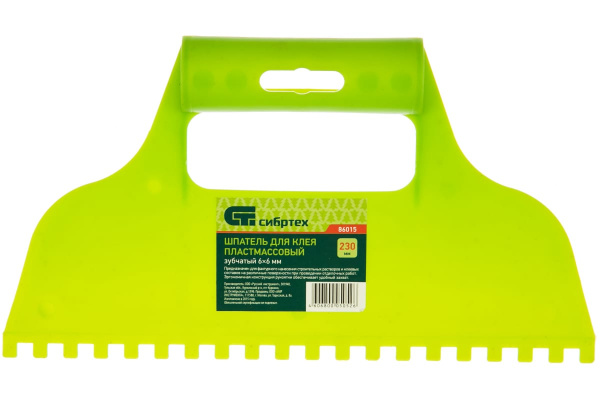 Пластмассовый шпатель для клея СИБРТЕХ зубчатый 6х6 мм 86015