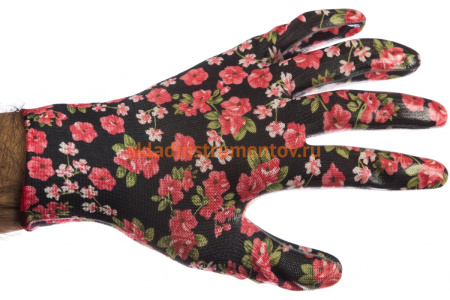 Садовые перчатки с прозрачным нитриловым покрытием Grinda черные, р. S-M 11297-S