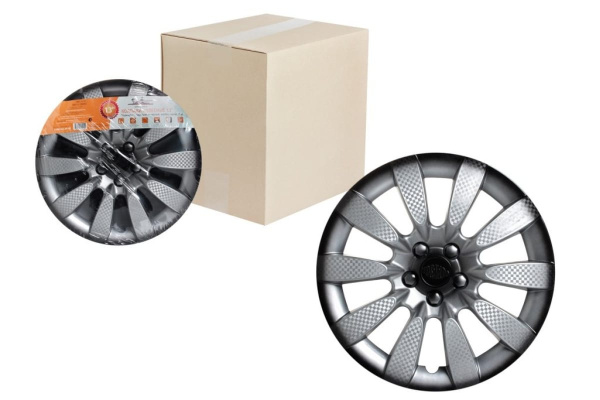 Колесные колпаки Airline 13" Торнадо + , серебристо-черный, карбон, 2 шт. AWCC-13-07