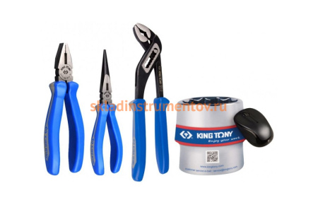 Набор пассатижей и захватов (3 предмета + коврик для мыши) KING TONY P42103GP01