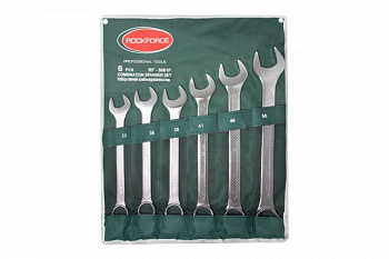 Набор комбинированных ключей 6 предметов 33, 36, 38, 41, 46, 50мм на полотне ROCKFORCE RF-5061P