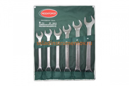 Набор комбинированных ключей 6 предметов 33, 36, 38, 41, 46, 50мм на полотне ROCKFORCE RF-5061P