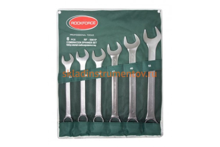 Набор комбинированных ключей 6 предметов 33, 36, 38, 41, 46, 50мм на полотне ROCKFORCE RF-5061P