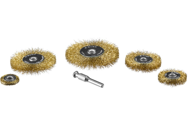 Набор щеток дисковых (5 шт; 0.3 мм витая стальная латунированная) для дрели ЗУБР 3521-H5_z02