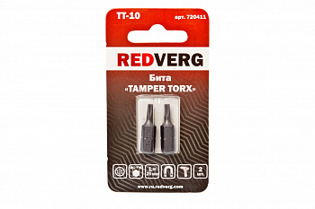 Бита Torx Tamper ТТ10, 25 мм, 2 шт. REDVERG 6623495