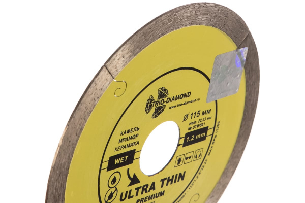 Диск алмазный отрезной Сплошной Ультратонкий Ultra Thin hot press (115х22.23 мм) TRIO-DIAMOND UTW501