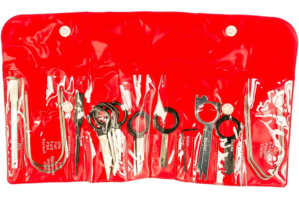 Набор инструмента для демонтажа авторадиоаппаратуры, 20 предметов, на планшете ЭВРИКА ER-86122