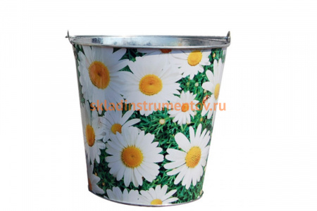 Оцинкованное ведро для непищевых продуктов на 5 литров Центроинструмент Ромашки 1040-5-1